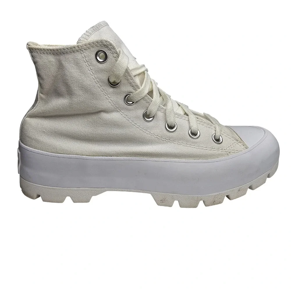Converse Chuck Taylor Womens 8 White All Star Lugged High Top Sneakers Platform